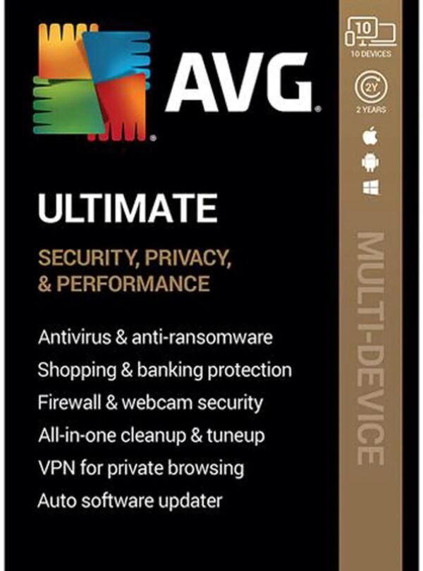 AVG Ultimate (Unlimited VPN + Internet Security + Cleaner) 10 Devices 2 Years