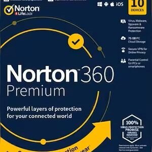 Norton 360 Premium & 75 GB Cloud Storage Available (10 Devices, 1 Year) - Get Norton LifeLock Key