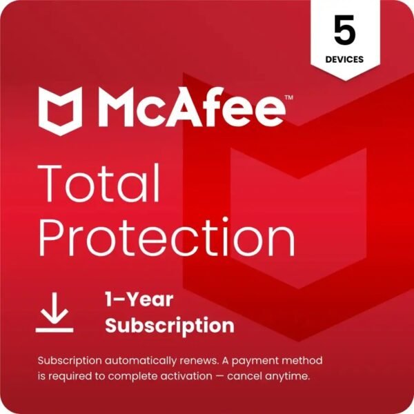 McAfee - Total Protection (5-Device) Antivirus Software (1-Year Subscription with Auto-Renewal)