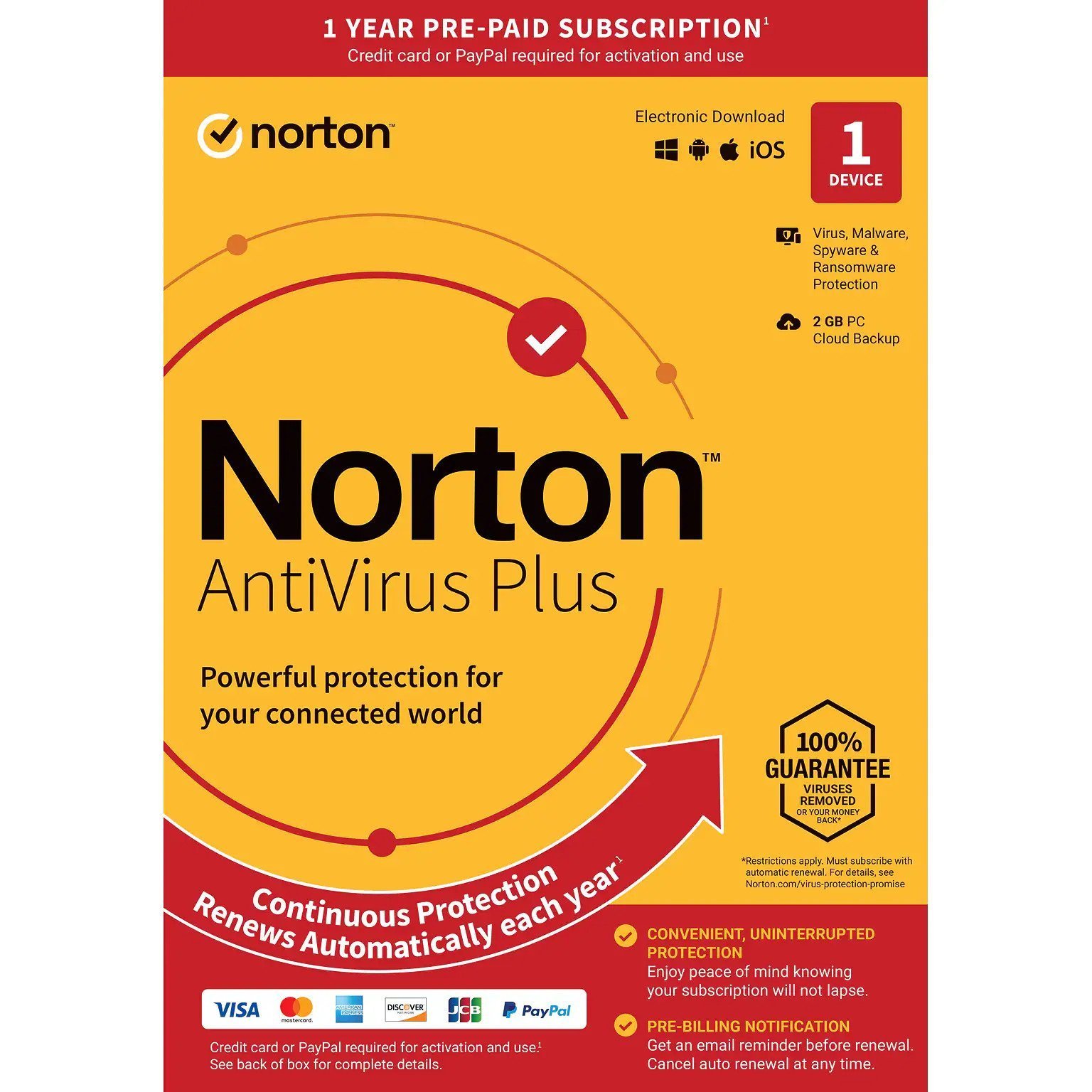 Norton AntiVirus Plus for 1 Device , 1Year, Windows/Mac