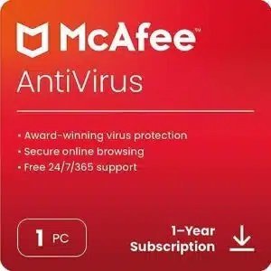 McAfee AntiVirus Protection 2023 | 1 PC | 1 Year Subscription | Digital License