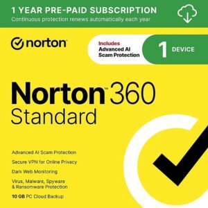 Norton 360 Standard Antivirus Software for 1 Device and 1 Year.